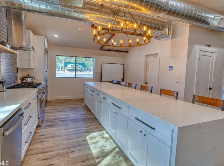 The lodge house kitchen and dining hall